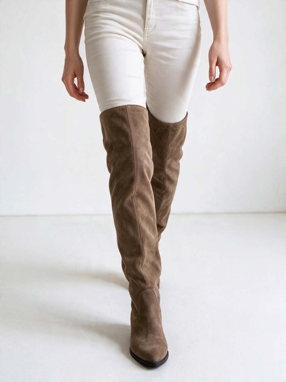 Time and Tru Taupe Suede Tall Boots — Women’s Size 10